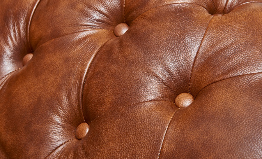 Chestnut Chesterfield 3 Seater Leather Sofa